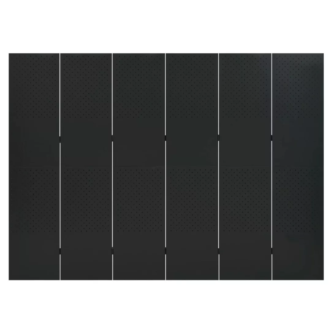 6-tlg. Raumteiler Schwarz 240x180 Cm Stahl günstig online kaufen