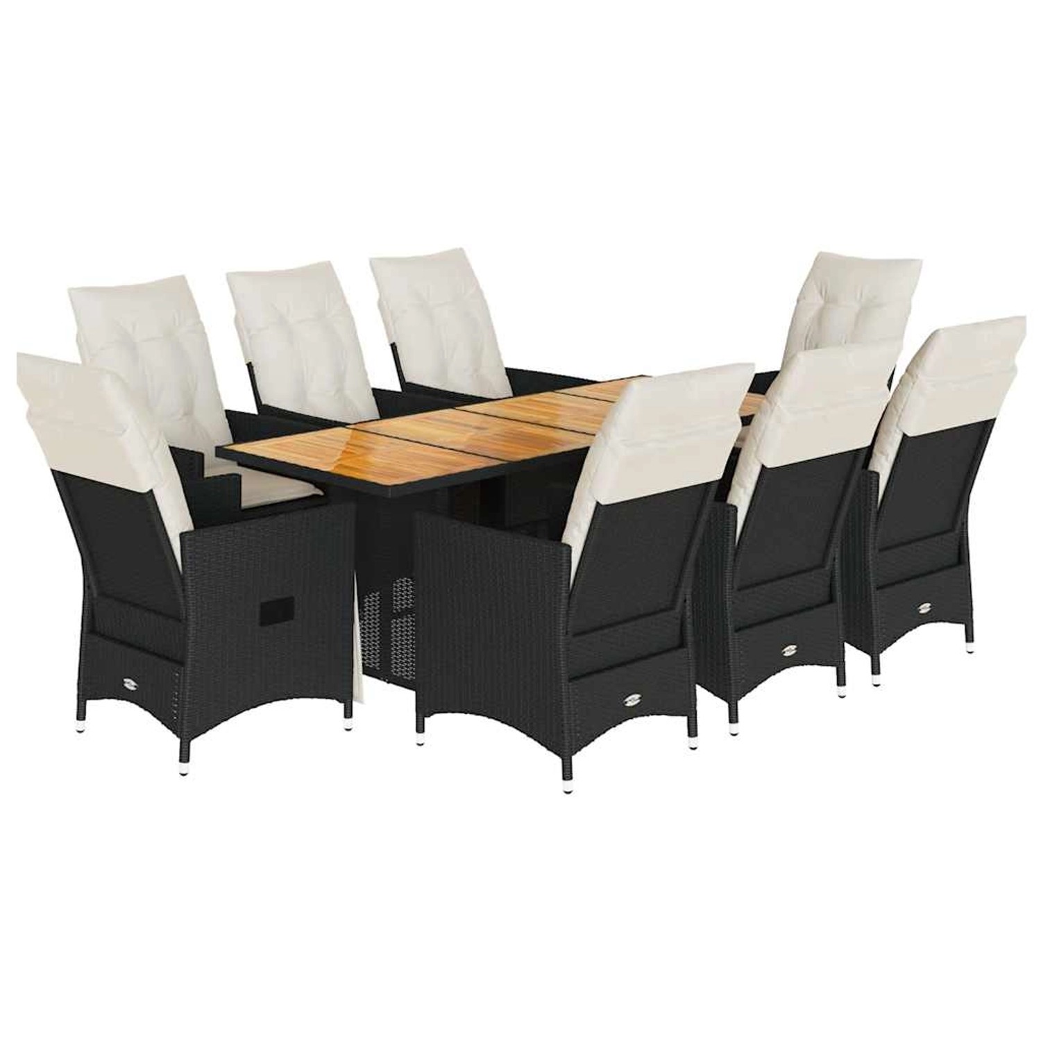 vidaXL 9-Tlg Garten-Essgruppe mit Kissen Schwarz Poly Rattan 3276690 günstig online kaufen