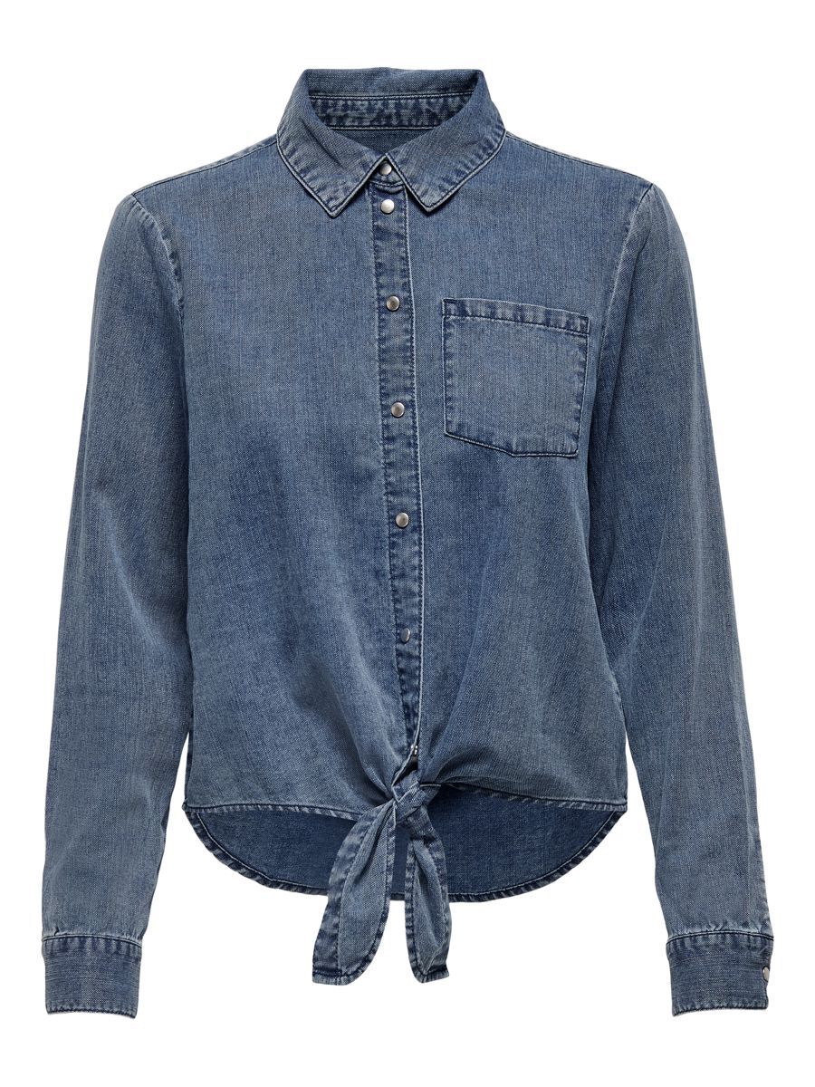 ONLY Geknotetes Tall- Jeanshemd Damen Blau günstig online kaufen