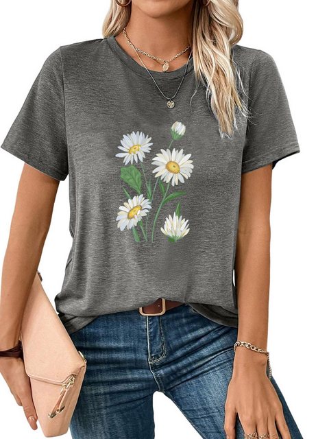 PYL Kurzarmshirt Damen Sommer Casual Basic Rundhalsshirt mit Kurzarm Locker günstig online kaufen