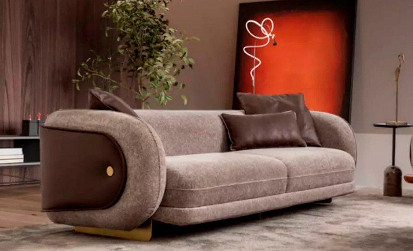 Xlmoebel Sofa Luxus 4-Plätze Sofa Wohnzimmer Textil Möbel Sitzdesign Couch, günstig online kaufen