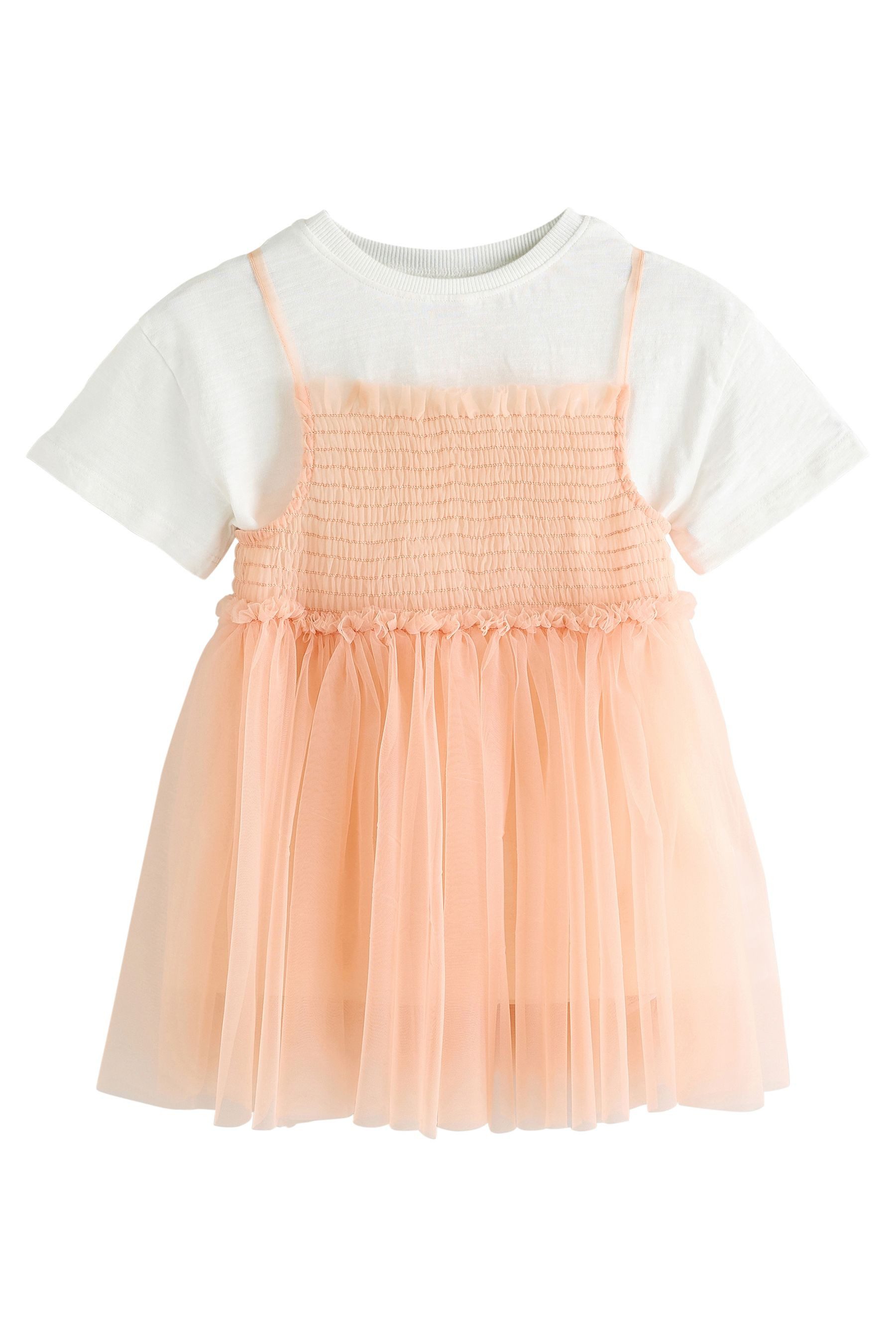 Next Tüllkleid Kurzärmeliges Mesh-Kleid und T-Shirt, günstig online kaufen