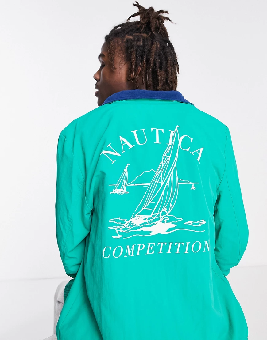 Nautica Competition – Helm – Jacke in Grün mit Retro-Print günstig online kaufen