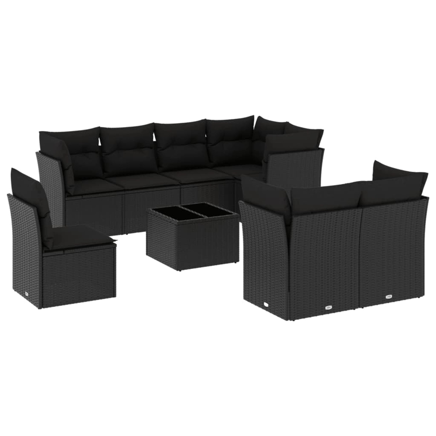 vidaXL 9-tlg Garten-Sofagarnitur mit Kissen Schwarz Poly Rattan Modell 49 günstig online kaufen