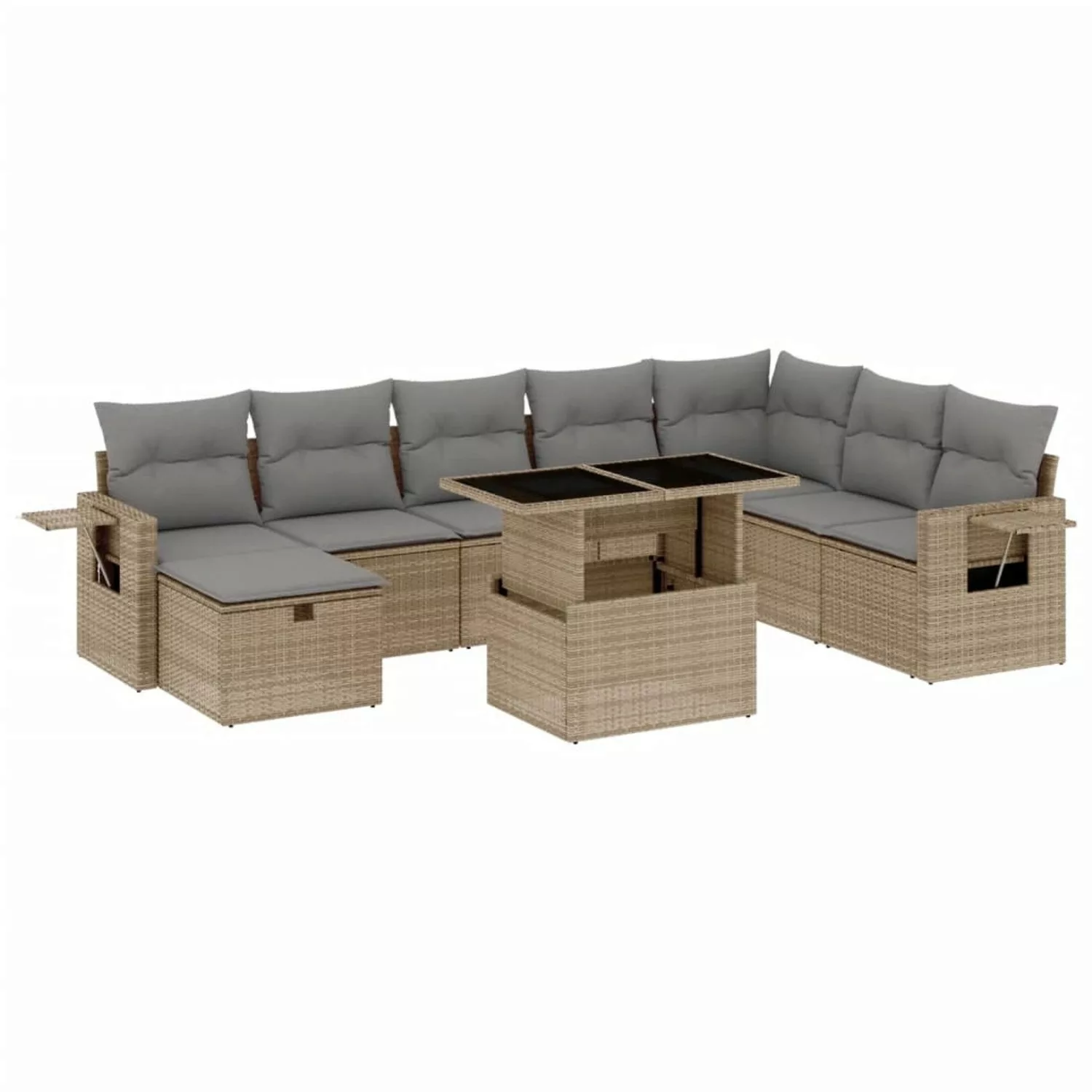 vidaXL 9-tlg Garten-Sofagarnitur mit Kissen Beige Poly Rattan Modell 279 günstig online kaufen