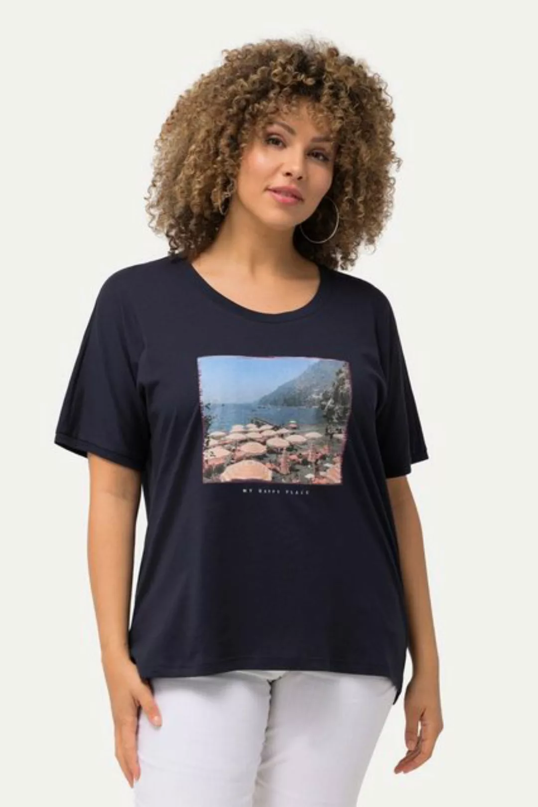 Ulla Popken Rundhalsshirt T-Shirt Fotomotiv Oversized Rundhals Halbarm günstig online kaufen