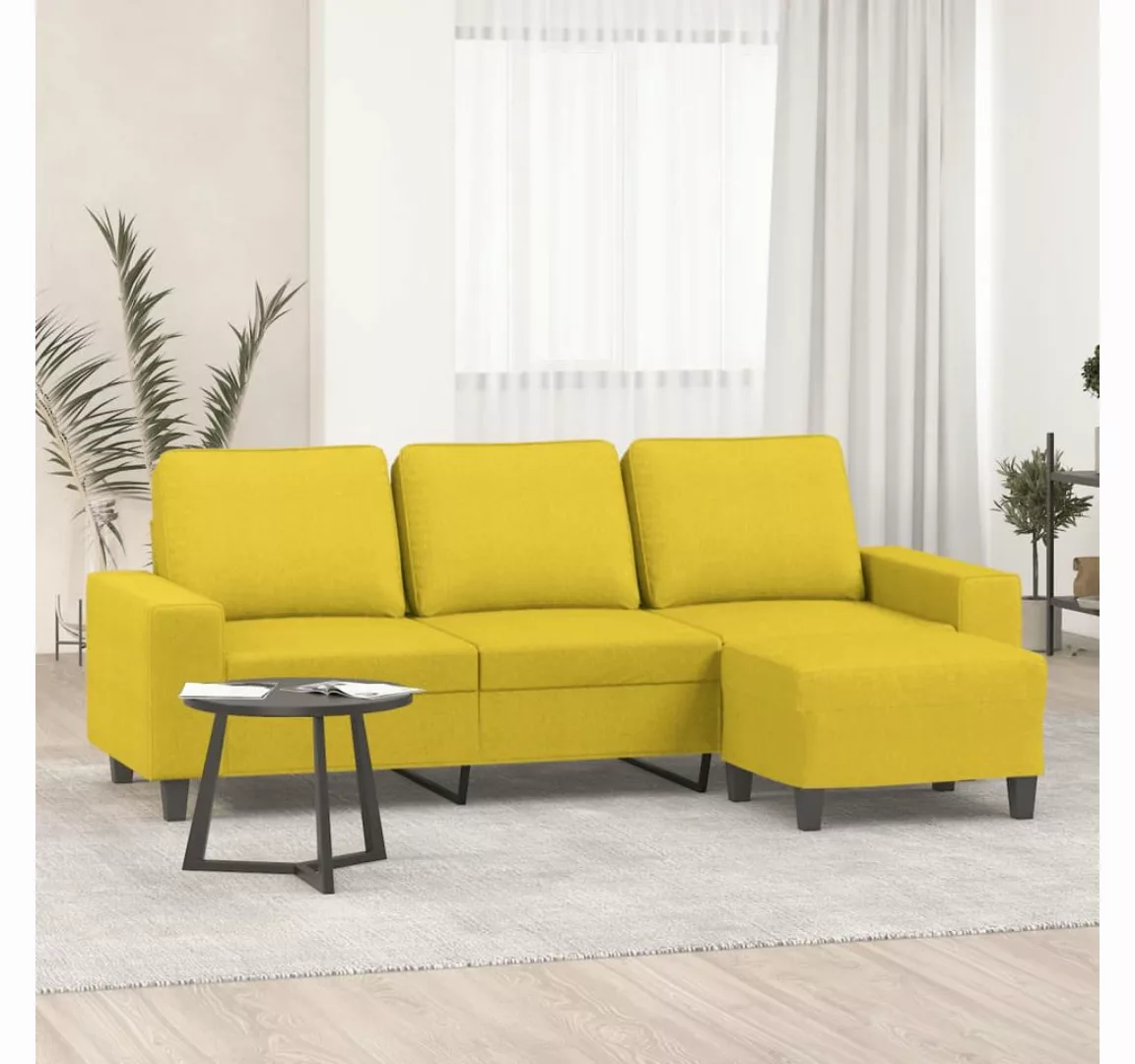 vidaXL Sofa 3-Sitzer-Sofa mit Hocker 180 cm Stoff, Gelb günstig online kaufen