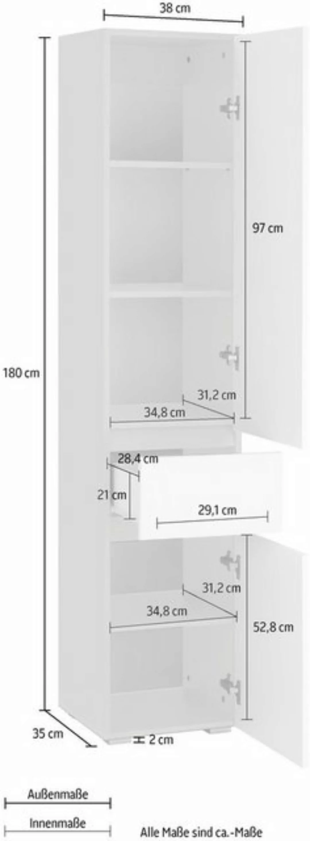 Home affaire Hochschrank Wisla Höhe 180 cm, mit Türen & Schubkasten günstig online kaufen