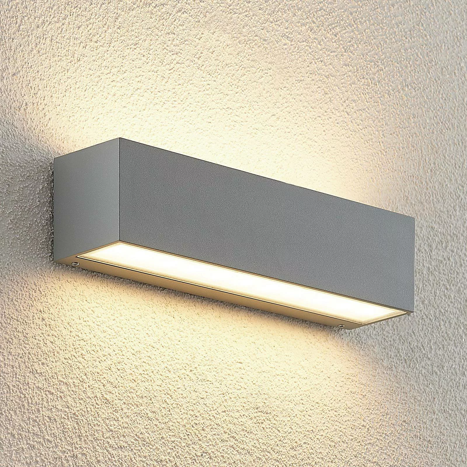 Lucande LED-Außenwandlampe Lengo, 25 cm, silber, 2-flg., Alu günstig online kaufen