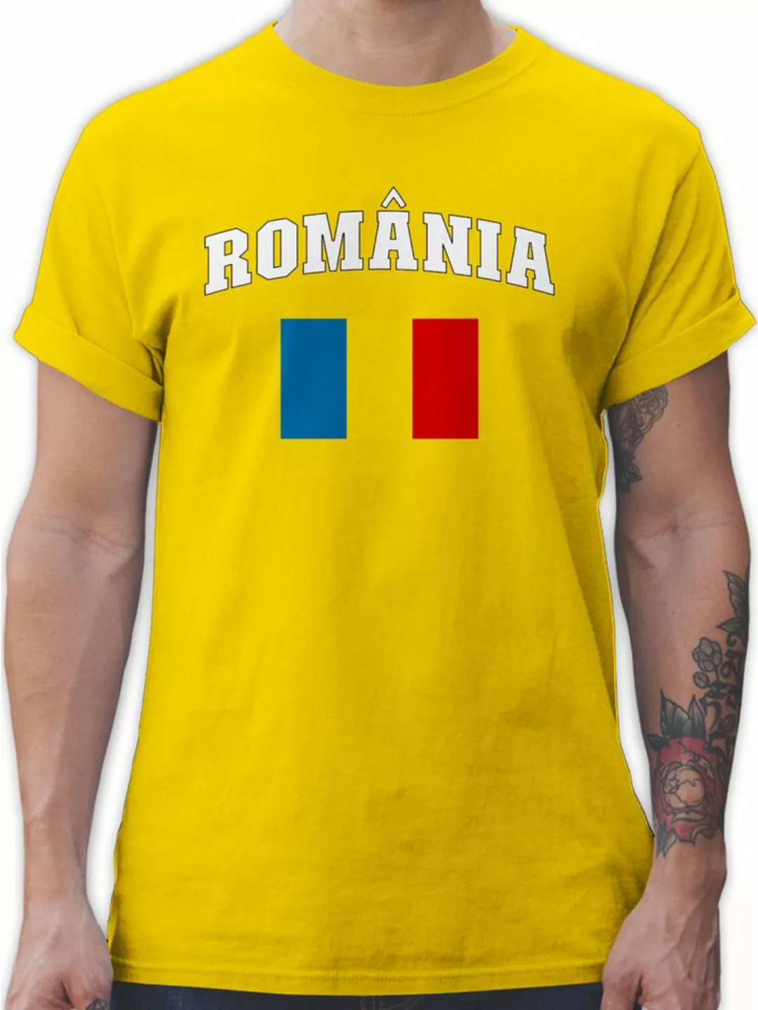 Shirtracer T-Shirt România Schriftzug mit Flagge, Rumänisch, Romania, Rumän günstig online kaufen