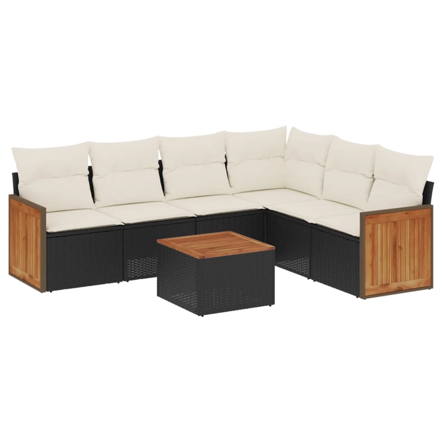 vidaXL 7-Tlg Garten-Sofagarnitur mit Kissen Schwarz Poly Rattan 3260089 günstig online kaufen