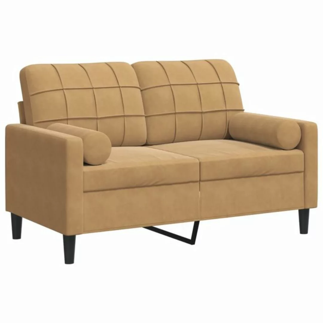 vidaXL Sofa 2-Sitzer-Sofa mit Zierkissen Braun 120 cm Samt günstig online kaufen