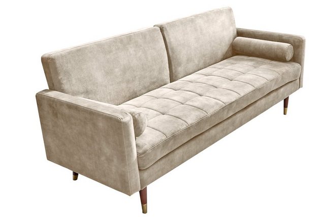 LebensWohnArt Sofa Elegantes Schlafsofa DIVANO 196cm champagner Samt 3-Sitz günstig online kaufen