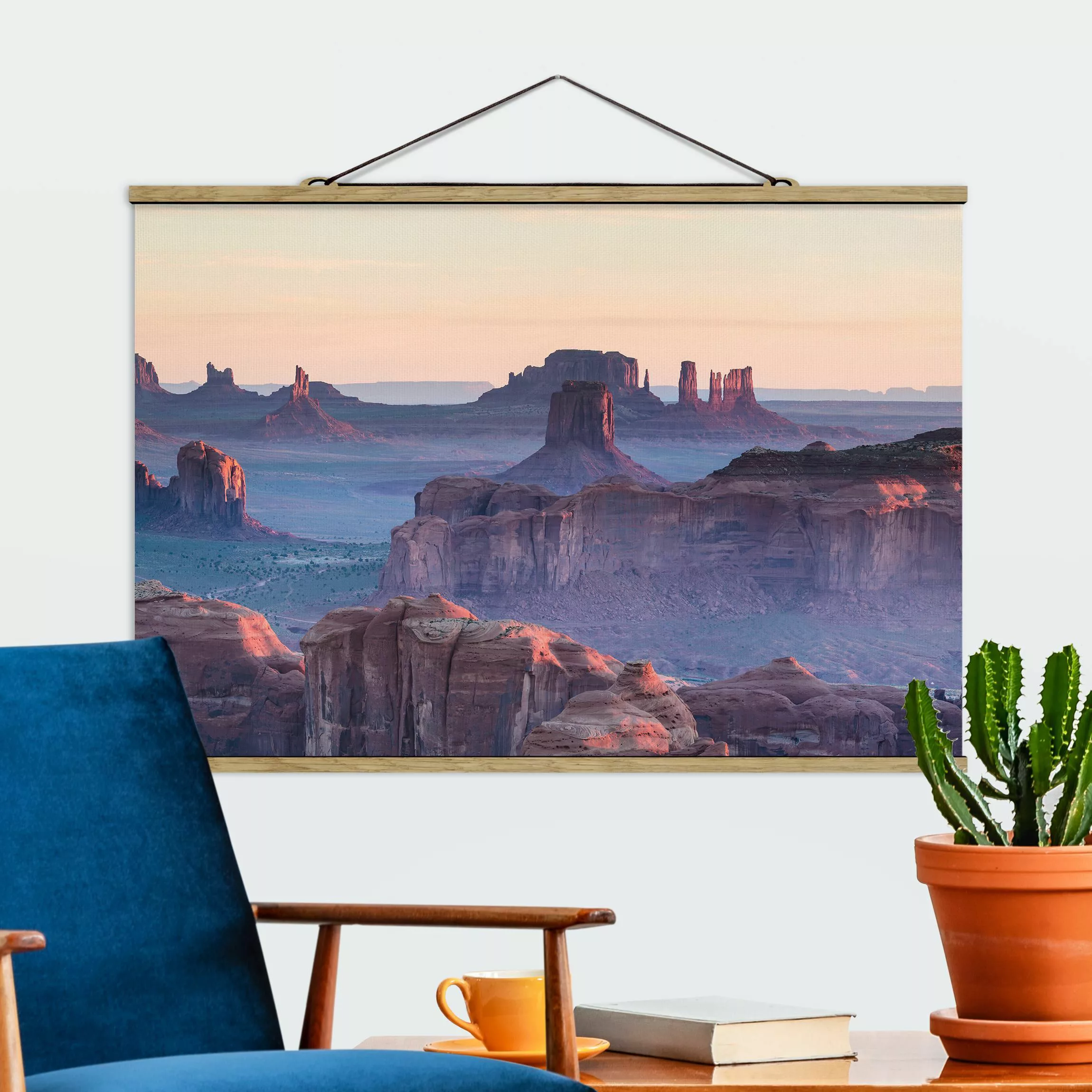 Stoffbild mit Posterleisten Sonnenaufgang in Arizona günstig online kaufen
