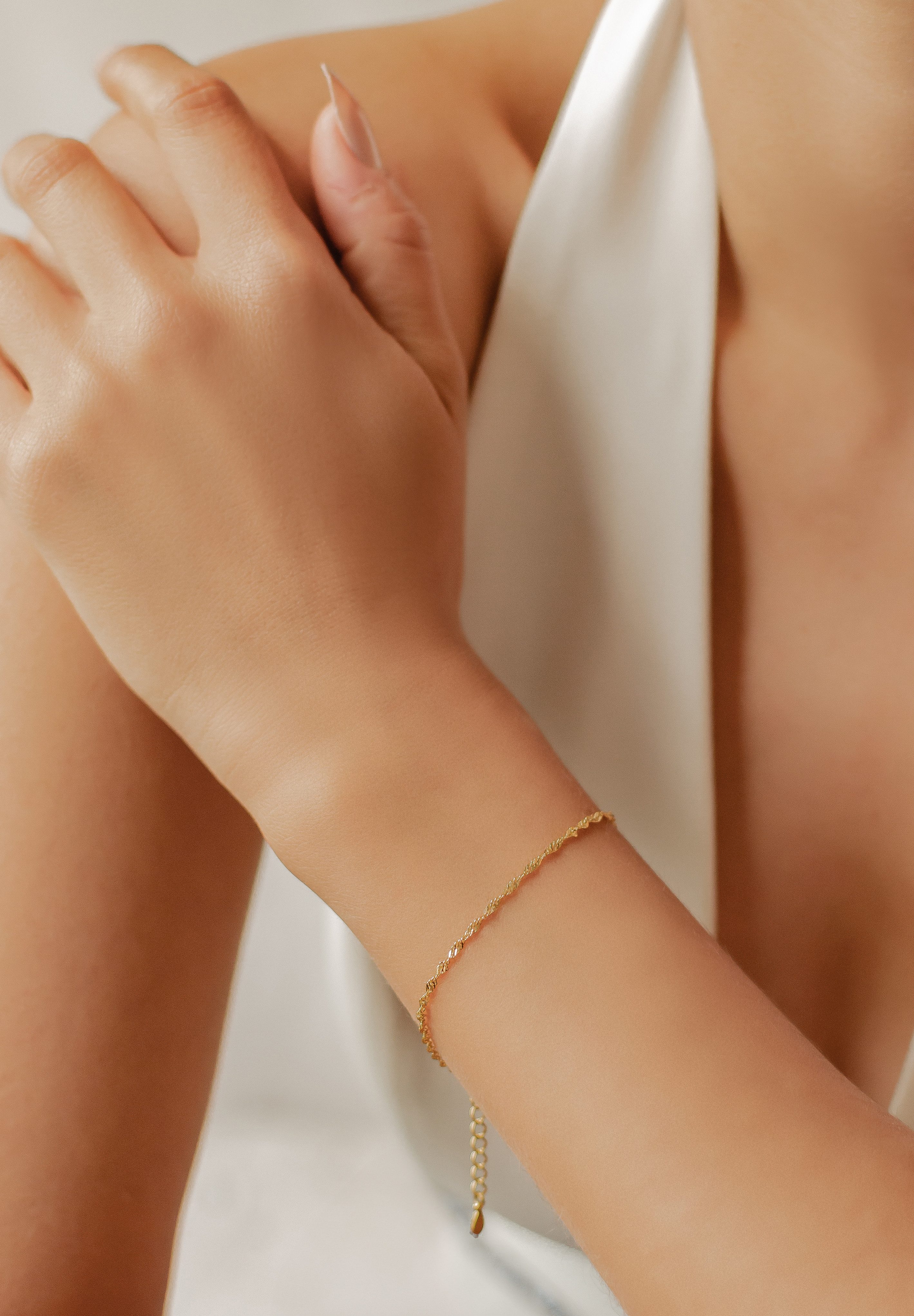Hey Happiness Silberarmband Singapurkette gedreht, Roségold günstig online kaufen