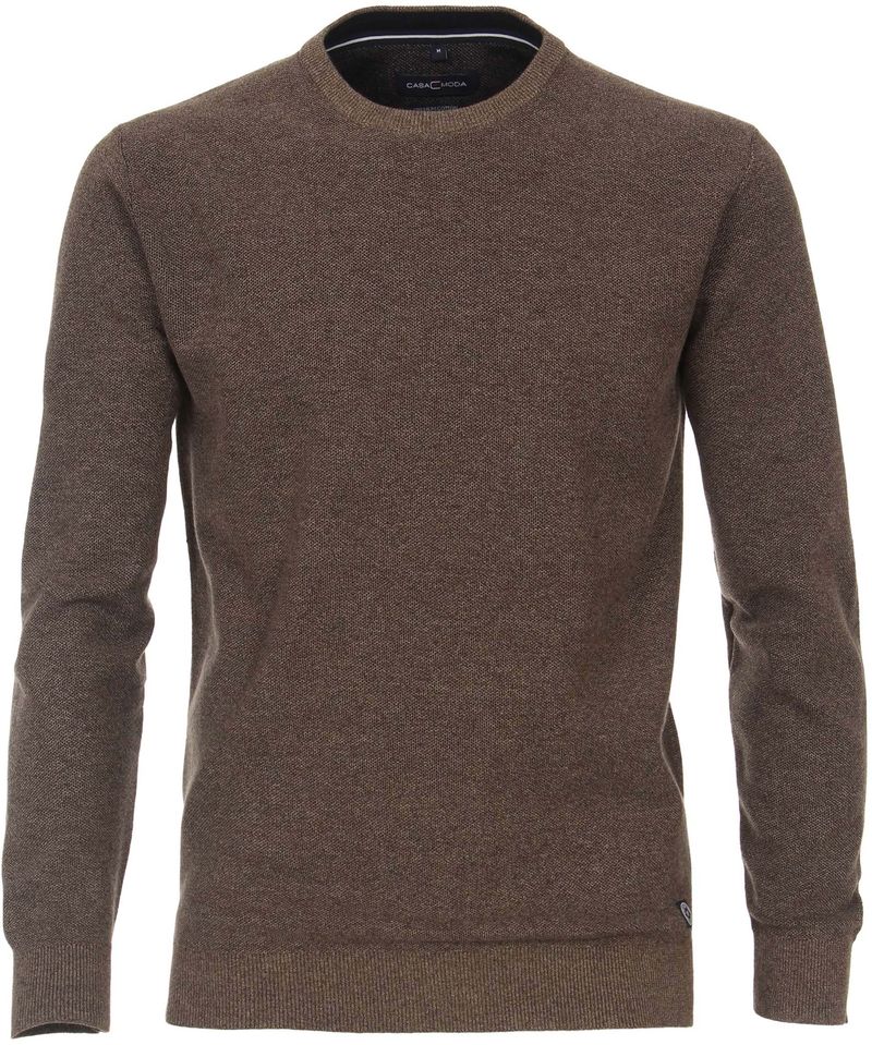 Casa Moda Pullover O-Halsausschnitt Melange Braun - Größe 3XL günstig online kaufen