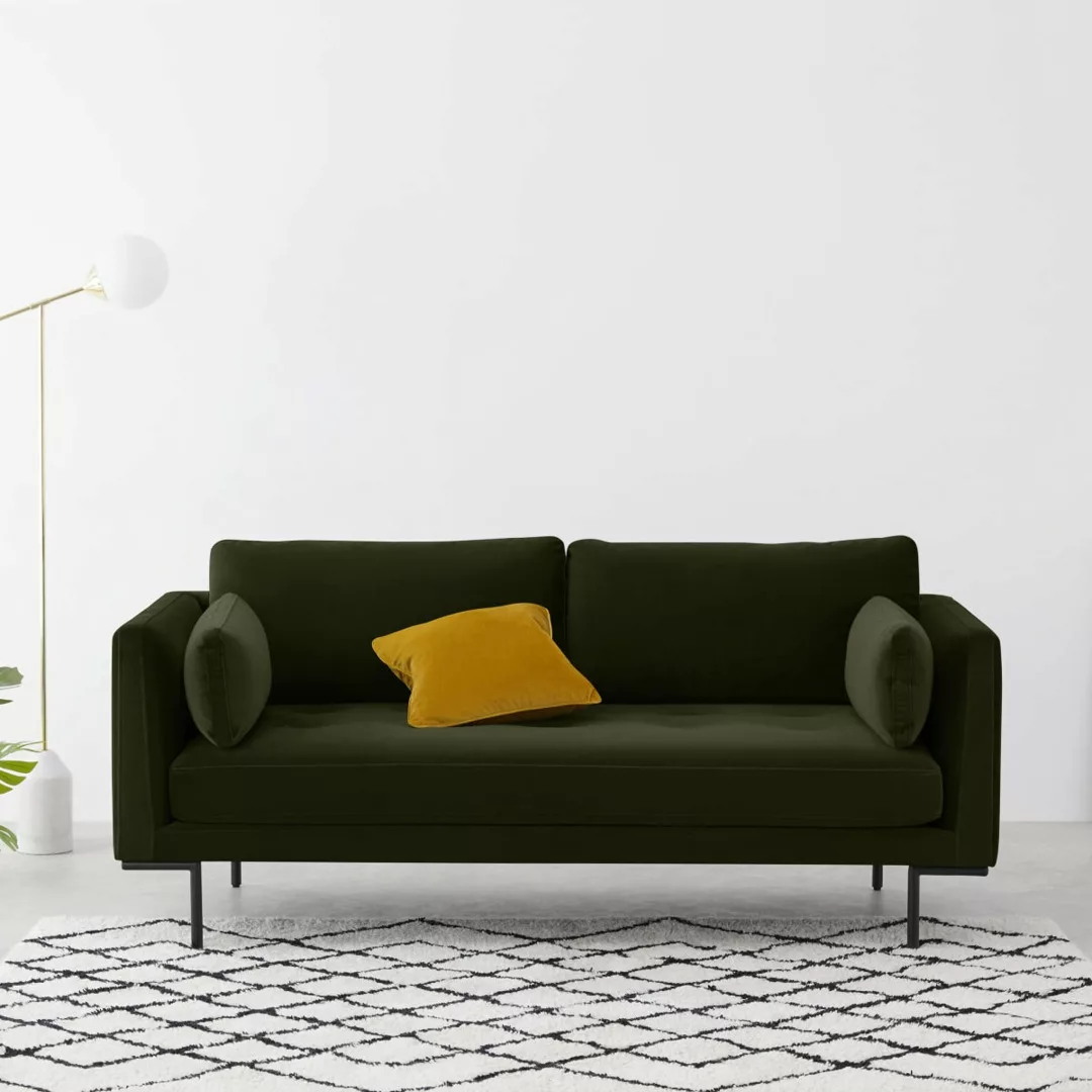 Harlow grosses 2-Sitzer Sofa, Samt in Dunkeloliv - MADE.com günstig online kaufen
