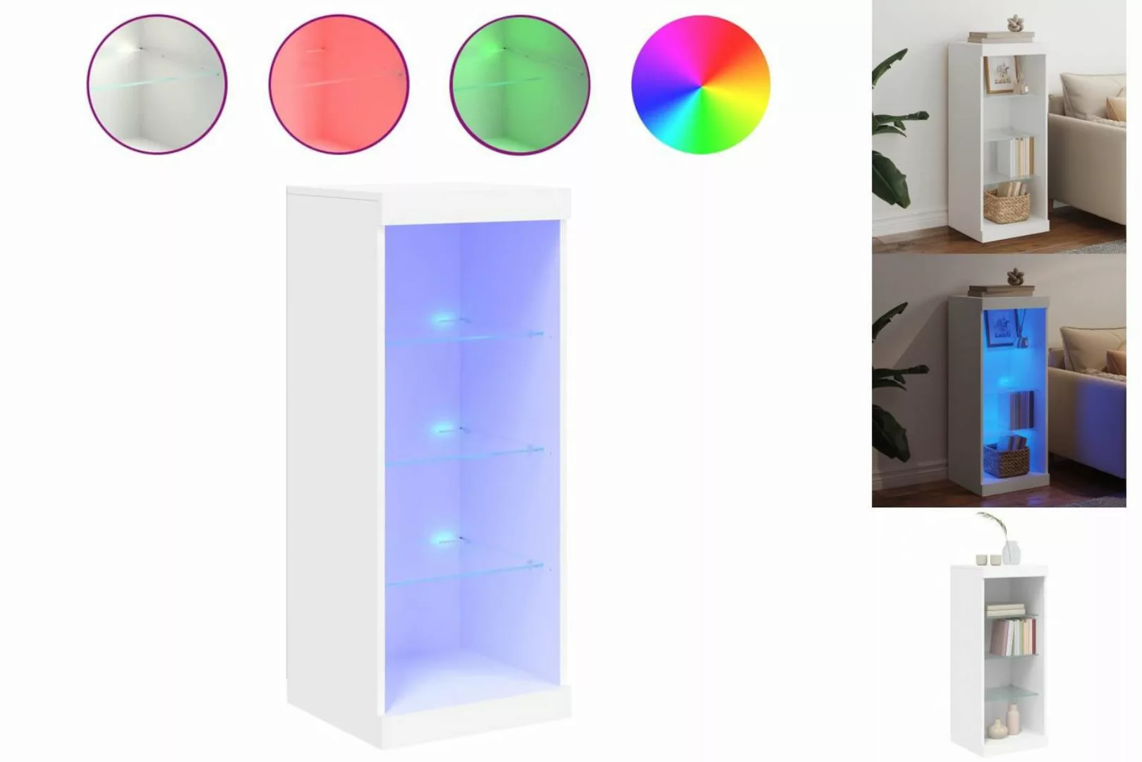 vidaXL Vitrine Sideboard mit LED-Beleuchtung Weiß 41x37x100 cm Glas Vitrine günstig online kaufen