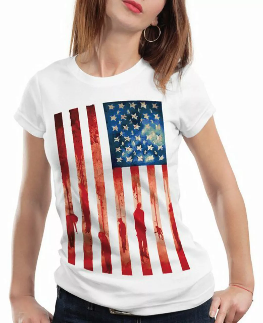 style3 T-Shirt Stars Stripes and Blood vereinigte staaten usa flagge us ame günstig online kaufen