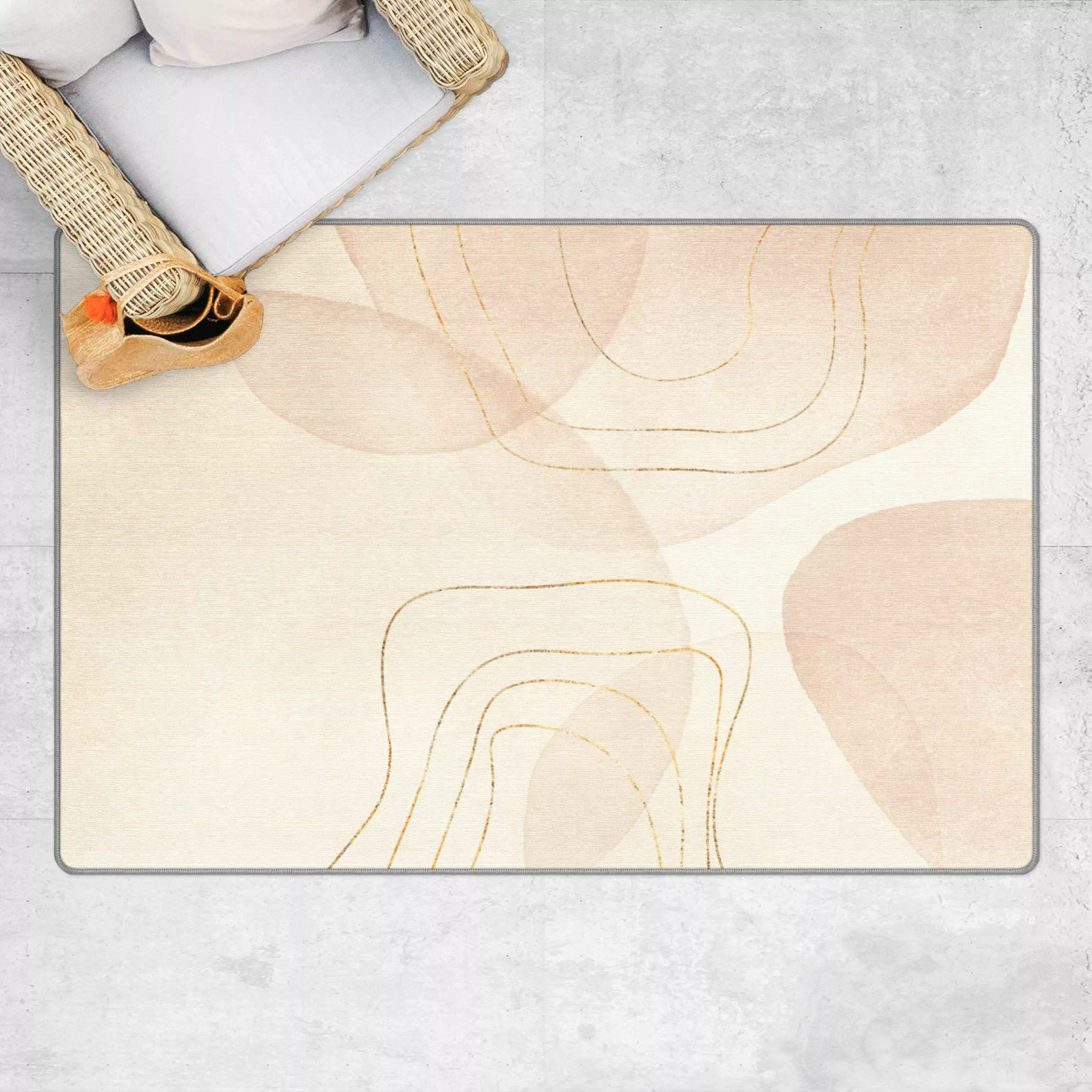 Teppich Verspielte Impressionen mit goldenen Linien günstig online kaufen