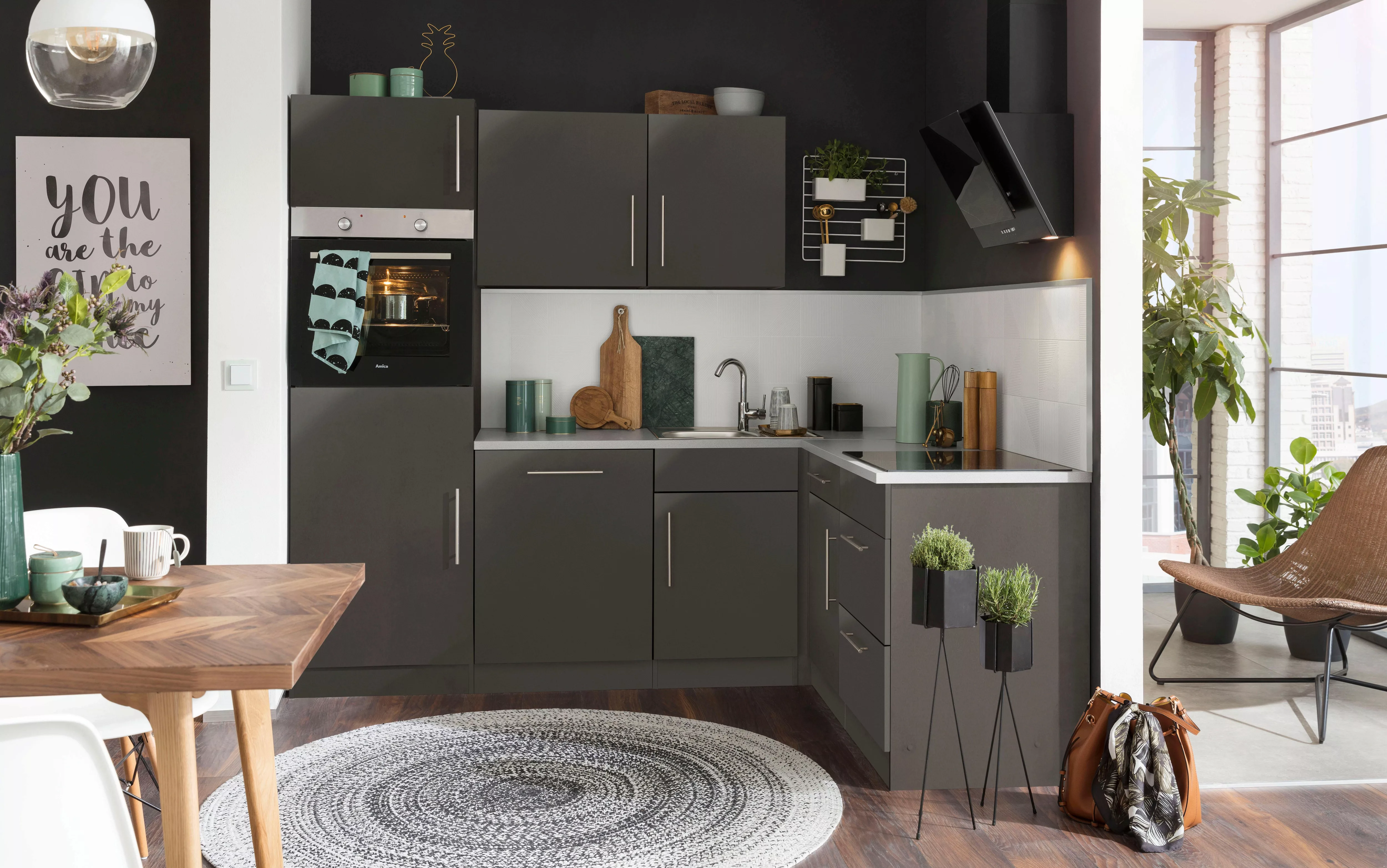 wiho Küchen Winkelküche "Cali", ohne E-Geräte, Stellbreite 230 x 170 cm günstig online kaufen