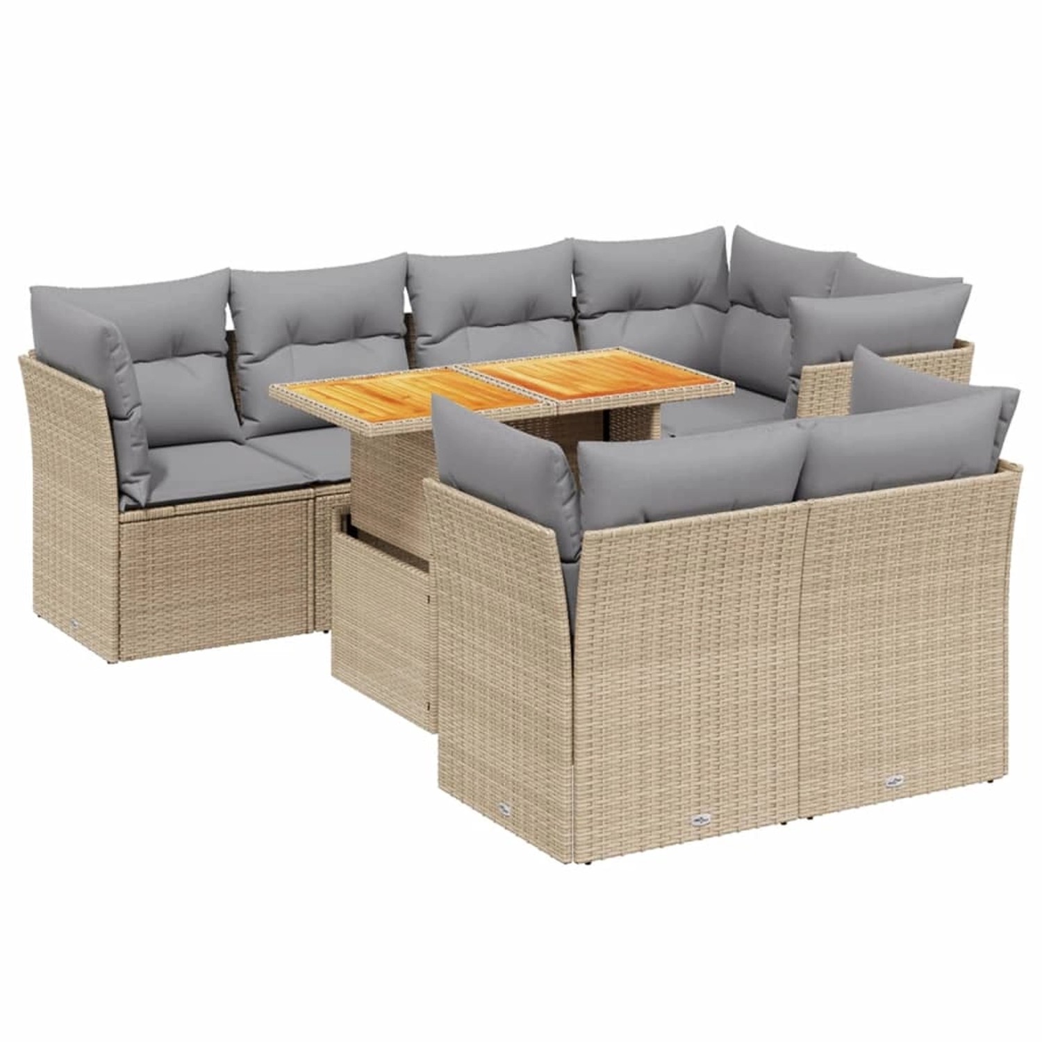 vidaXL 8-tlg Garten-Sofagarnitur mit Kissen Beige Poly Rattan Modell 350 günstig online kaufen