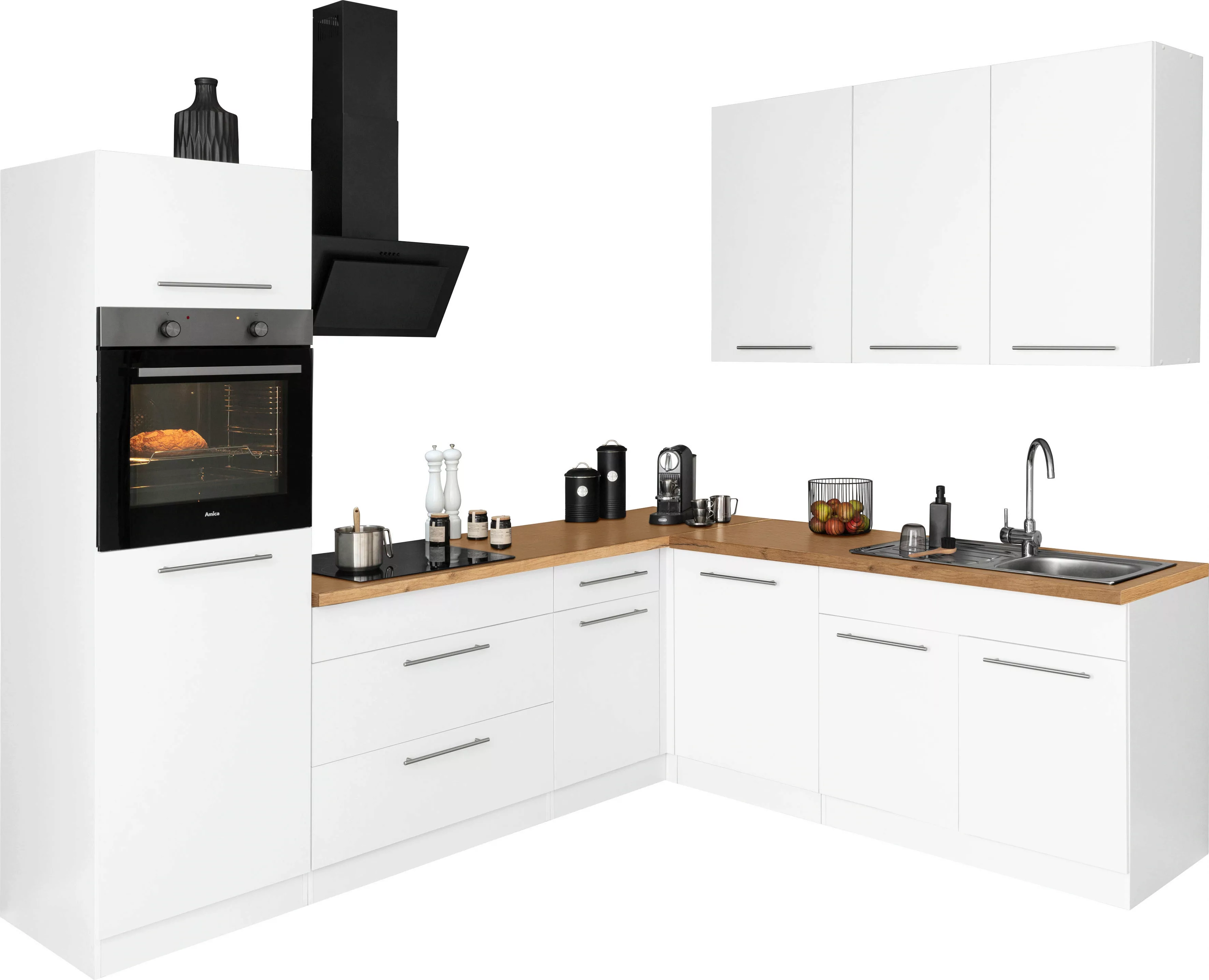 wiho Küchen Winkelküche "Unna", mit E-Geräten, Stellbreite 260 x 220 cm günstig online kaufen