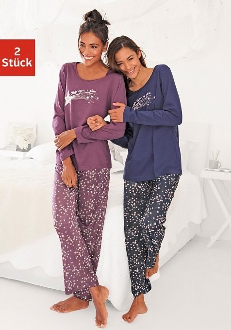 Vivance Dreams Pyjama, (4 tlg., 2 Stück), mit Sternenprint günstig online kaufen