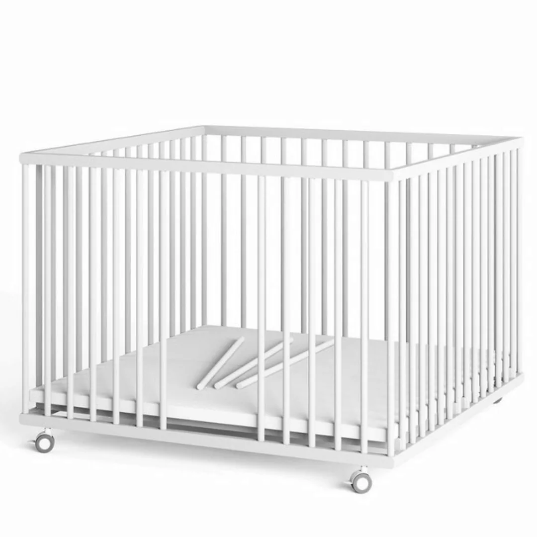 Sämann Babybett Laufgitter 100x100 cm mit Matratze Cloud Air & Schlupfspros günstig online kaufen