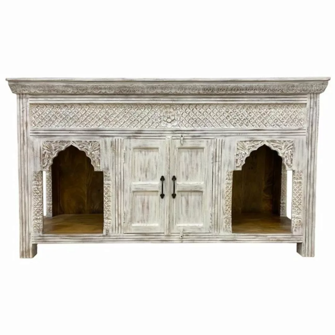 Oriental Galerie Unterschrank Weiß Whitewash Konsolentisch Sideboard Priya günstig online kaufen