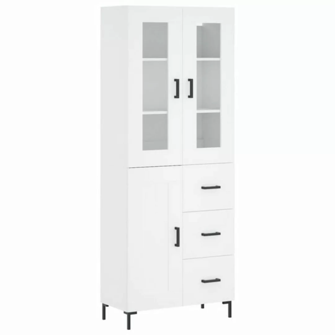 vidaXL Vitrine Highboard Weiß 69,5x34x180 cm Spanplatte Glas Vitrine günstig online kaufen