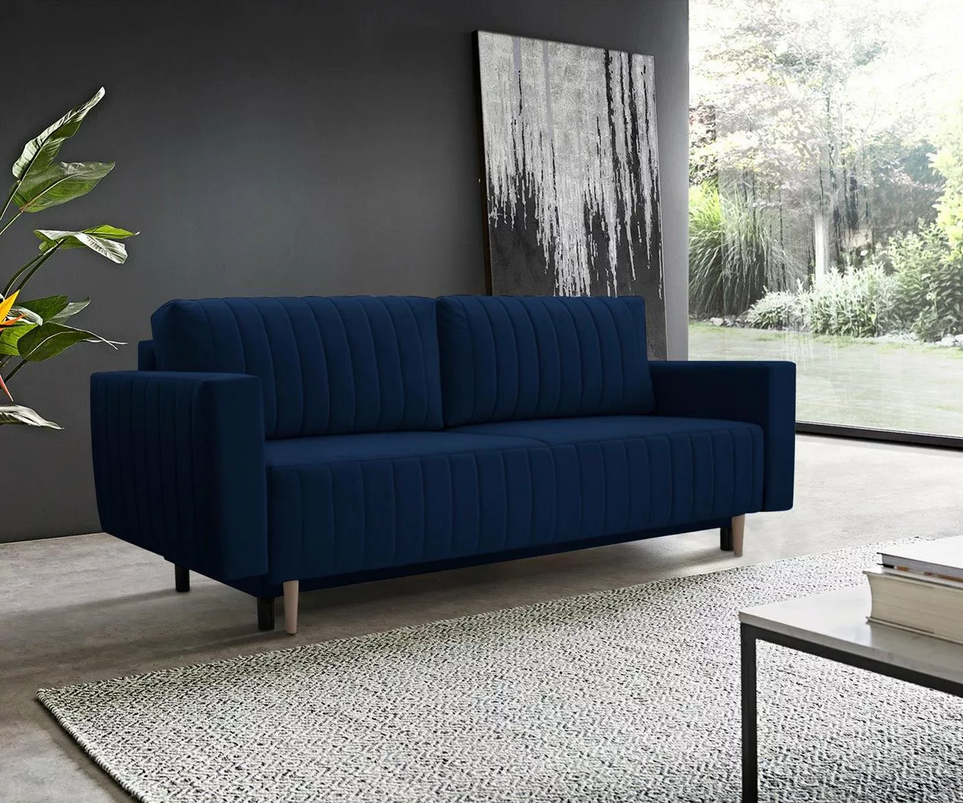 Beautysofa 3-Sitzer RAVI, 225 cm Veloursstoff Polstersofa, mit Bettfunktion günstig online kaufen