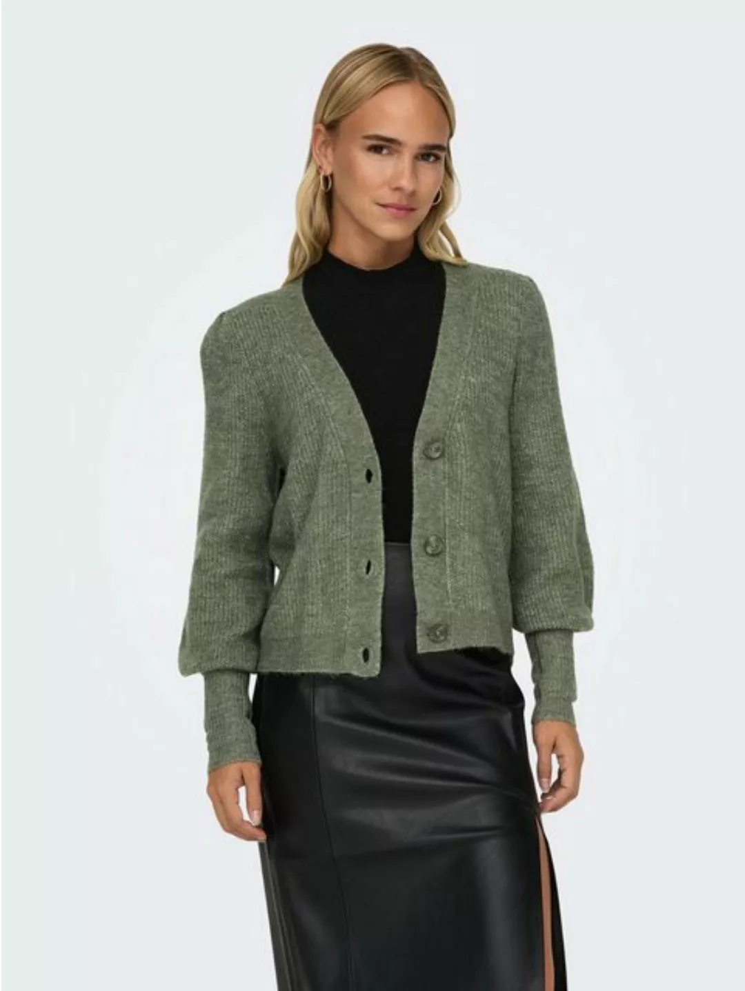 ONLY Rippdesign Strickjacke Damen Grün günstig online kaufen