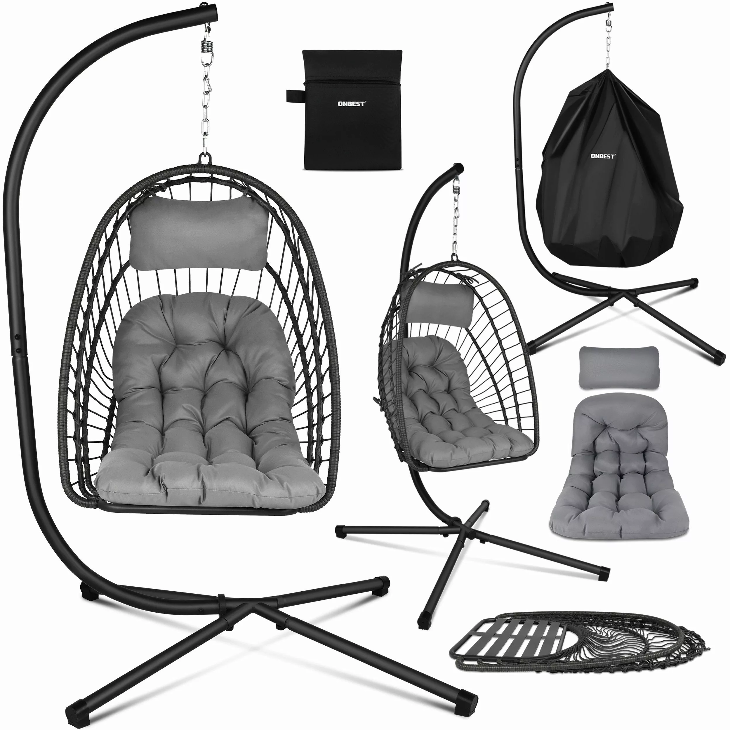 Onbest Hängesessel mit Schutzhülle 130kg 360° günstig online kaufen