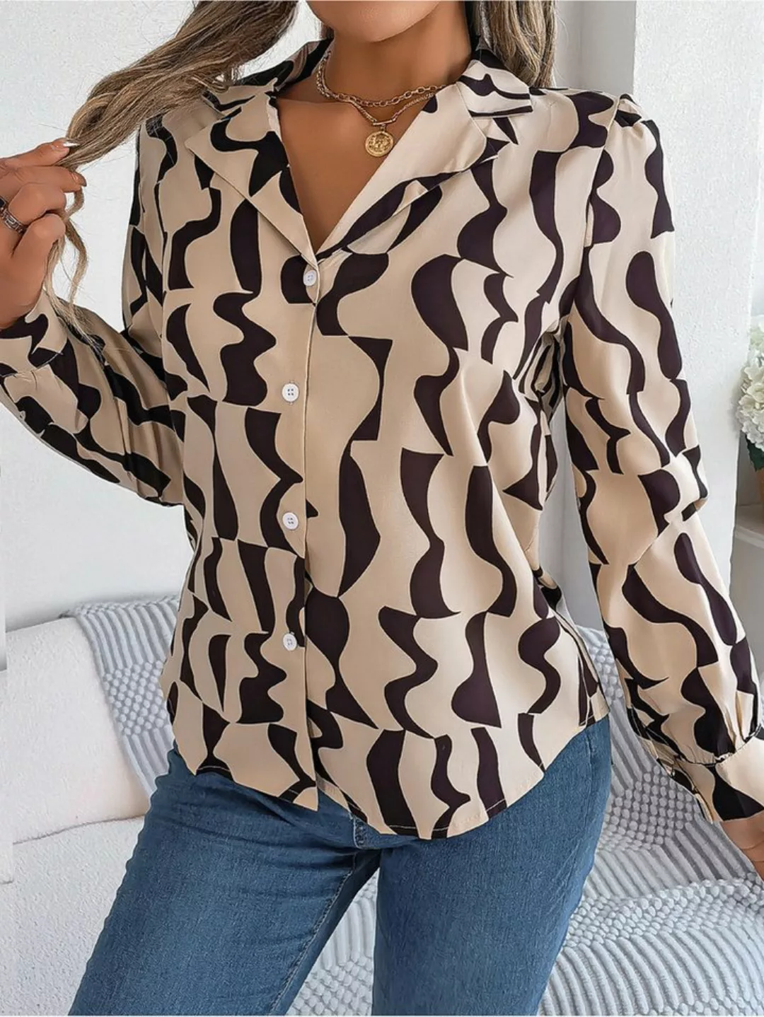 BlauWave Hemdbluse Chiffon Shirt V-Ausschnitt Damen Shirt (1-tlg) Elegante günstig online kaufen