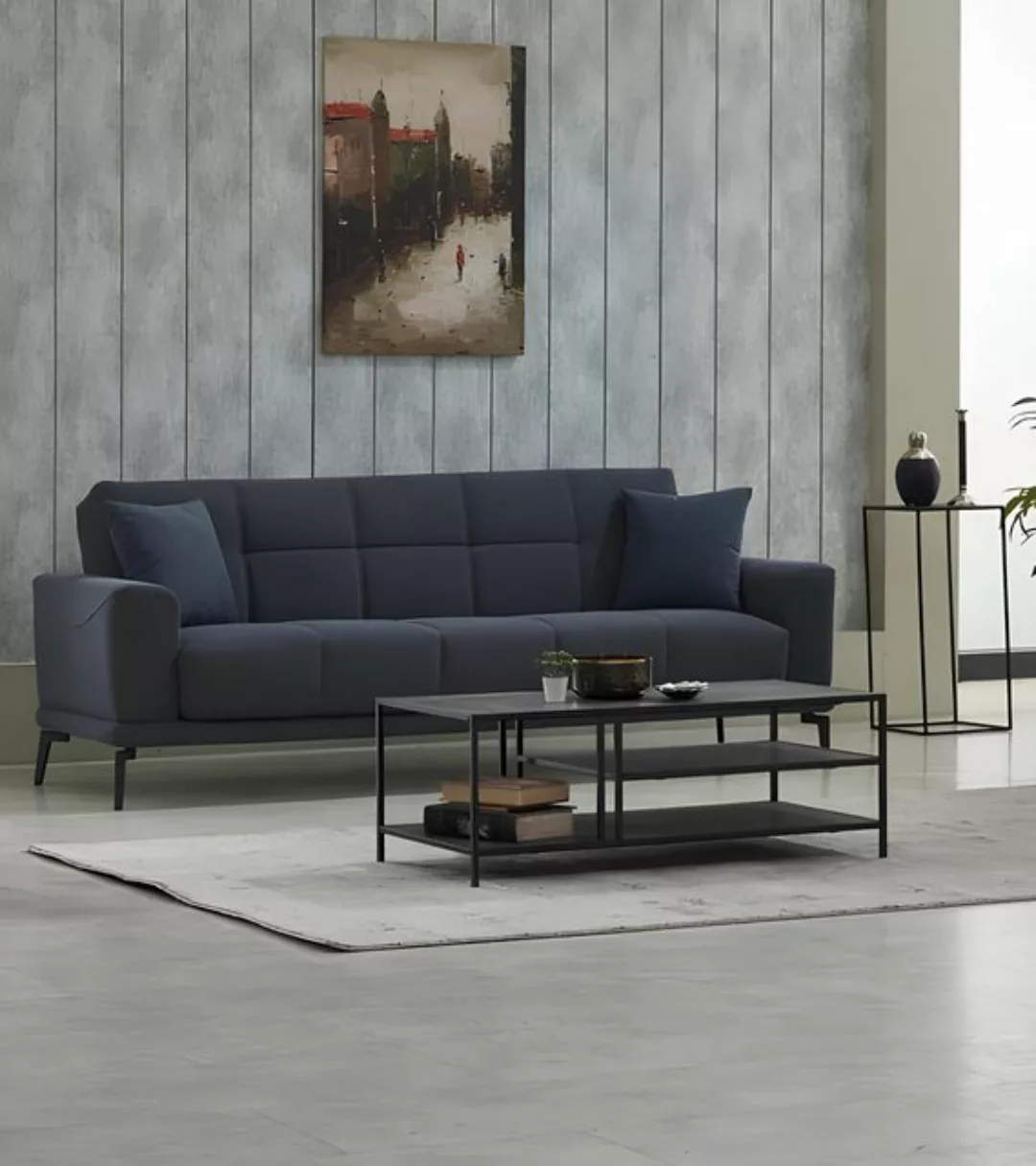 JVmoebel Sofa Dreisitzer Polstersofa Couch 3 Sitzer Stoffsofa Grau Sofa Woh günstig online kaufen