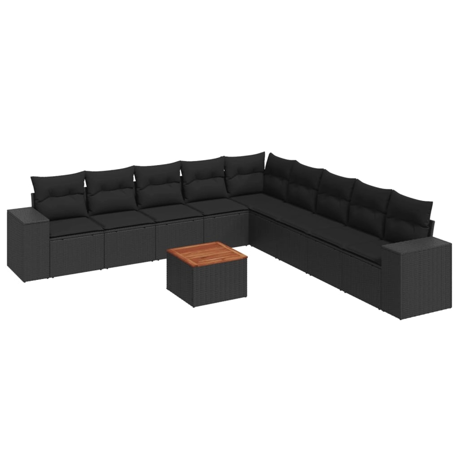 vidaXL 10-Tlg Garten-Sofagarnitur mit Kissen Schwarz Poly Rattan 3225488 günstig online kaufen