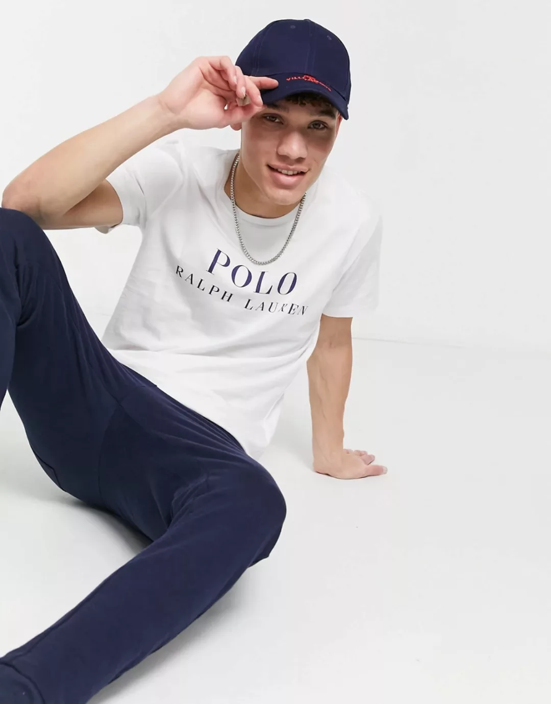 Polo Ralph Lauren – Lounge-T-Shirt in Weiß mit Textlogo auf der Brust günstig online kaufen