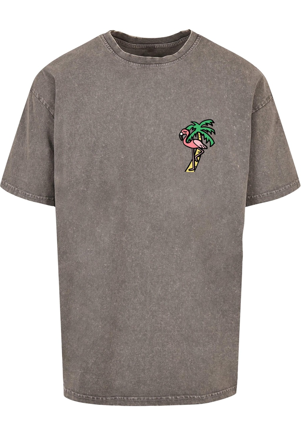 MisterTee T-Shirt "MisterTee Herren Flamingo Acid Washed Heavy Oversize Tee günstig online kaufen