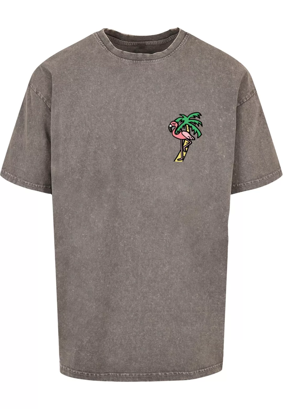 MisterTee T-Shirt "MisterTee Herren Flamingo Acid Washed Heavy Oversize Tee günstig online kaufen