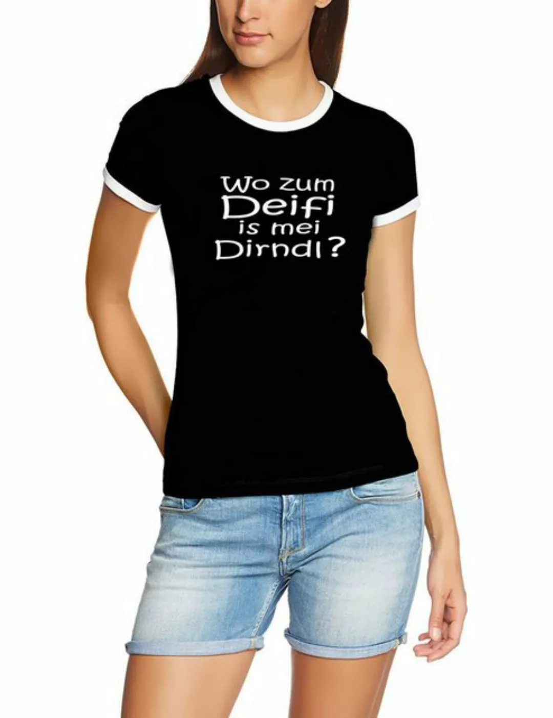 coole-fun-t-shirts Dirndltop Wo zum Deifi is mei Dirndl ? Damen T-Shirt S M günstig online kaufen