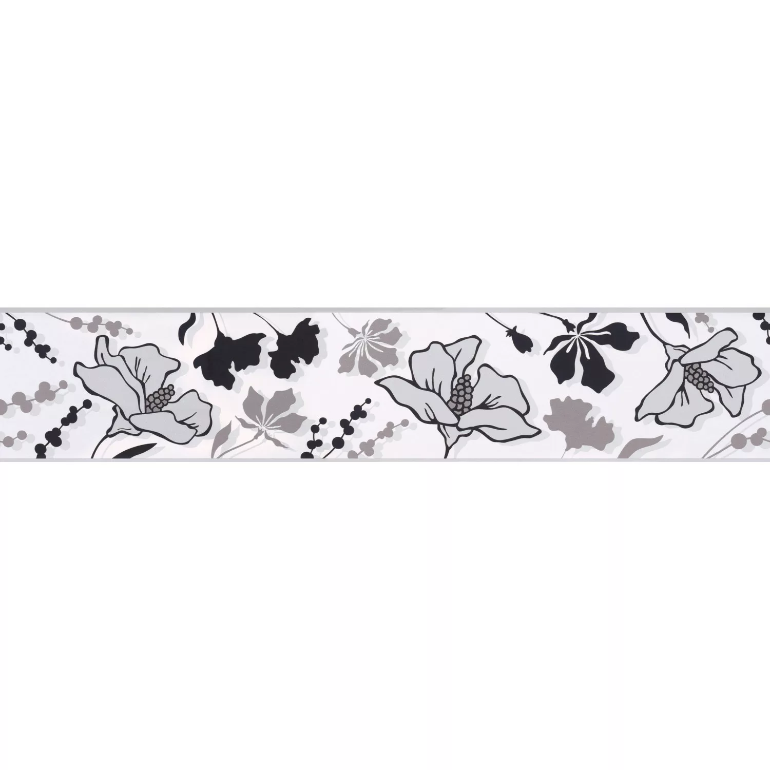 A.S. Création Borte selbstklebend Blumen 5 m x 10 cm Schwarz-Weiß günstig online kaufen