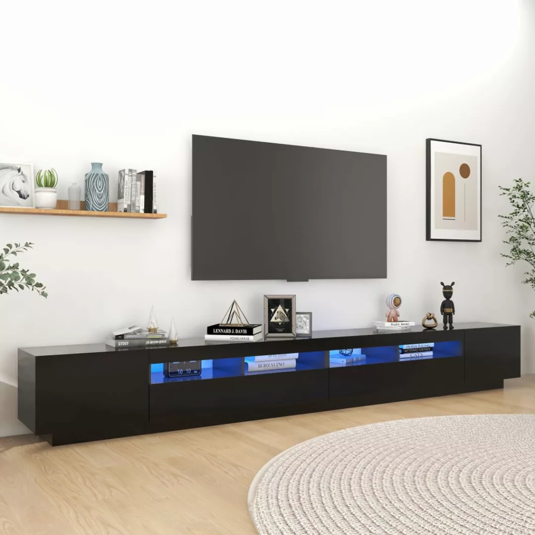 vidaXL TV-Schrank TV-Schrank mit LED-Leuchten Schwarz 300x35x40 cm Lowboard günstig online kaufen