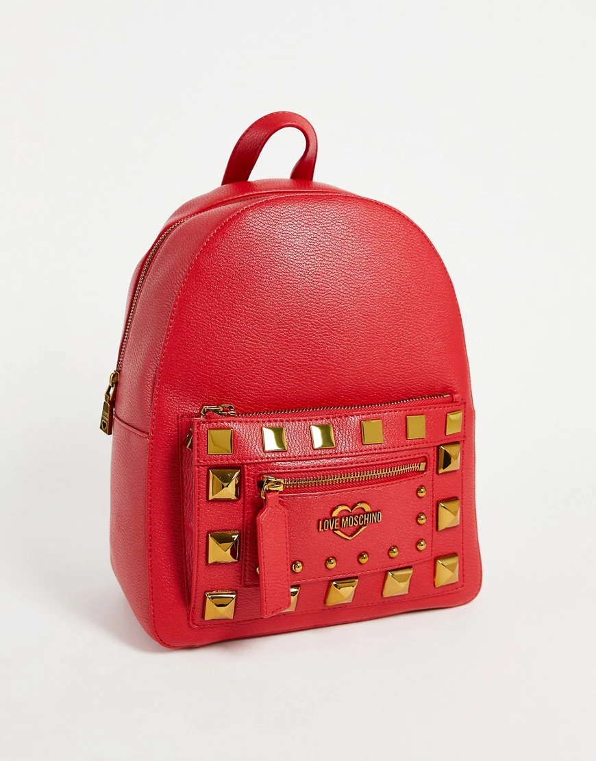 Love Moschino – Rucksack in Rot und Nietendetails günstig online kaufen