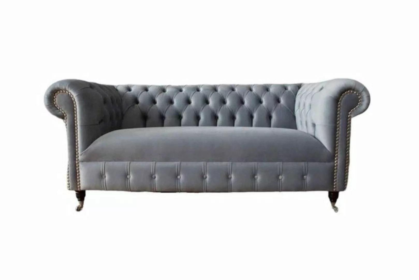 JVmoebel Sofa Chesterfield Grau Couch Dreisitzer Sofa Couchen Sofas Samt Mö günstig online kaufen