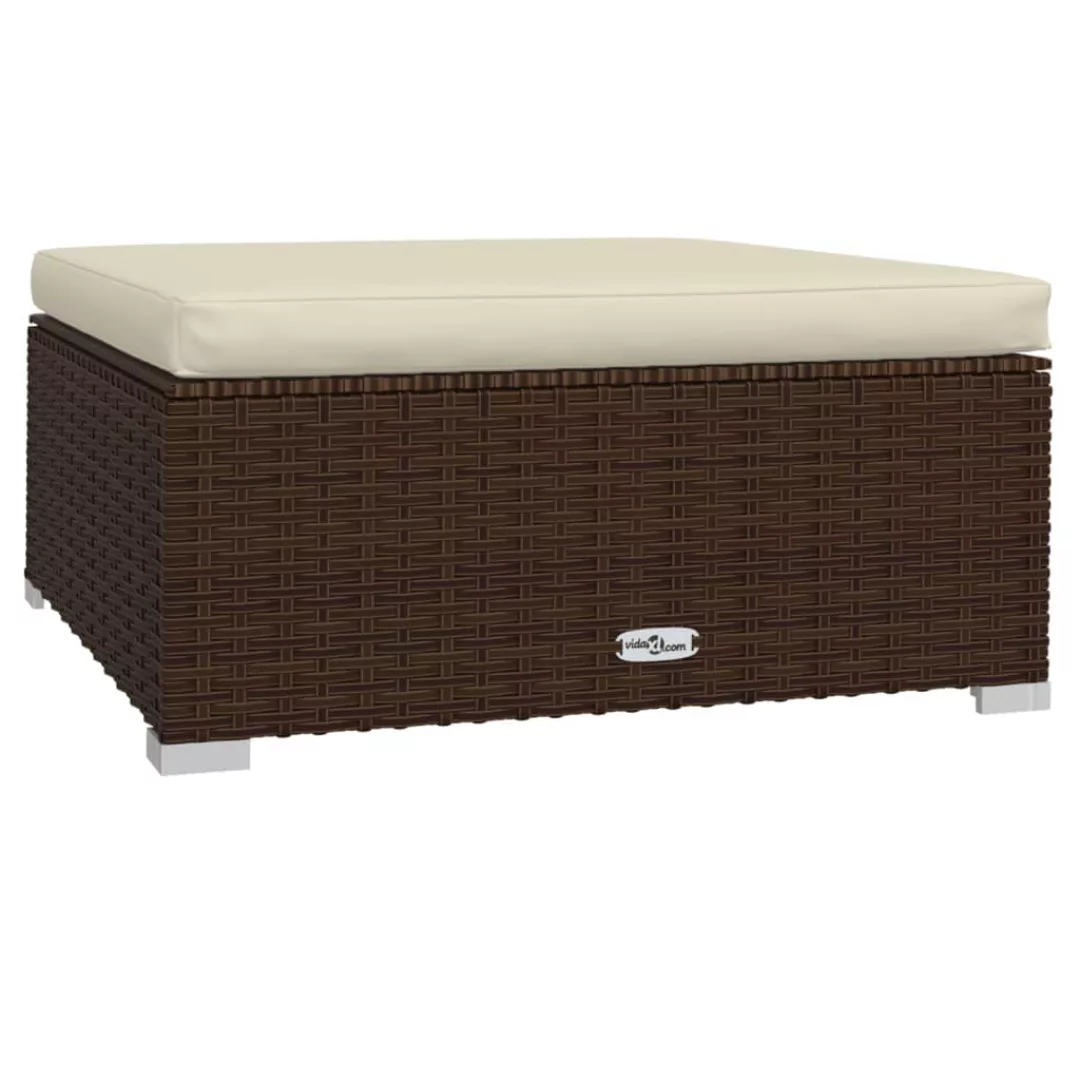 Gartenhocker Mit Kissen Braun 70x70x30 Cm Poly Rattan günstig online kaufen