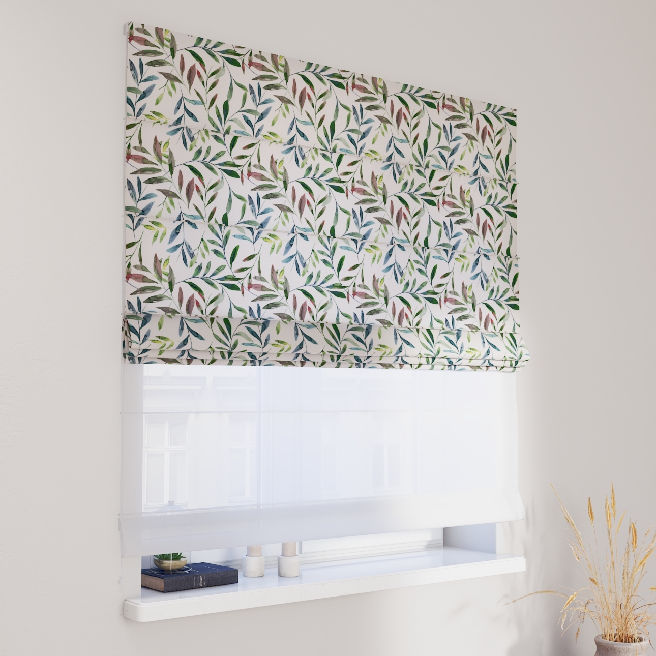 Dekoria Doppelraffrollo Duo, weiß-grün, 110 x 150 cm günstig online kaufen
