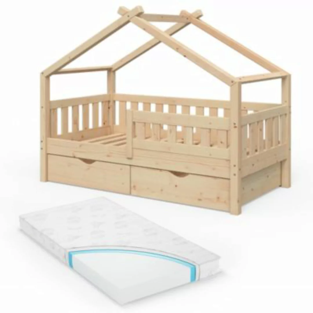 VitaliSpa Design Kinderbett 160 x 80 cm Natur mit Schubladenset Lattenrost günstig online kaufen
