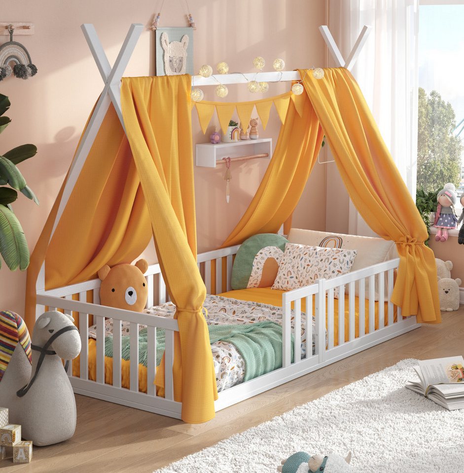 Alavya Home® Kinderbett Bodenbett SKY SET aus Buche – FSC® 100%, Deko & Mat günstig online kaufen