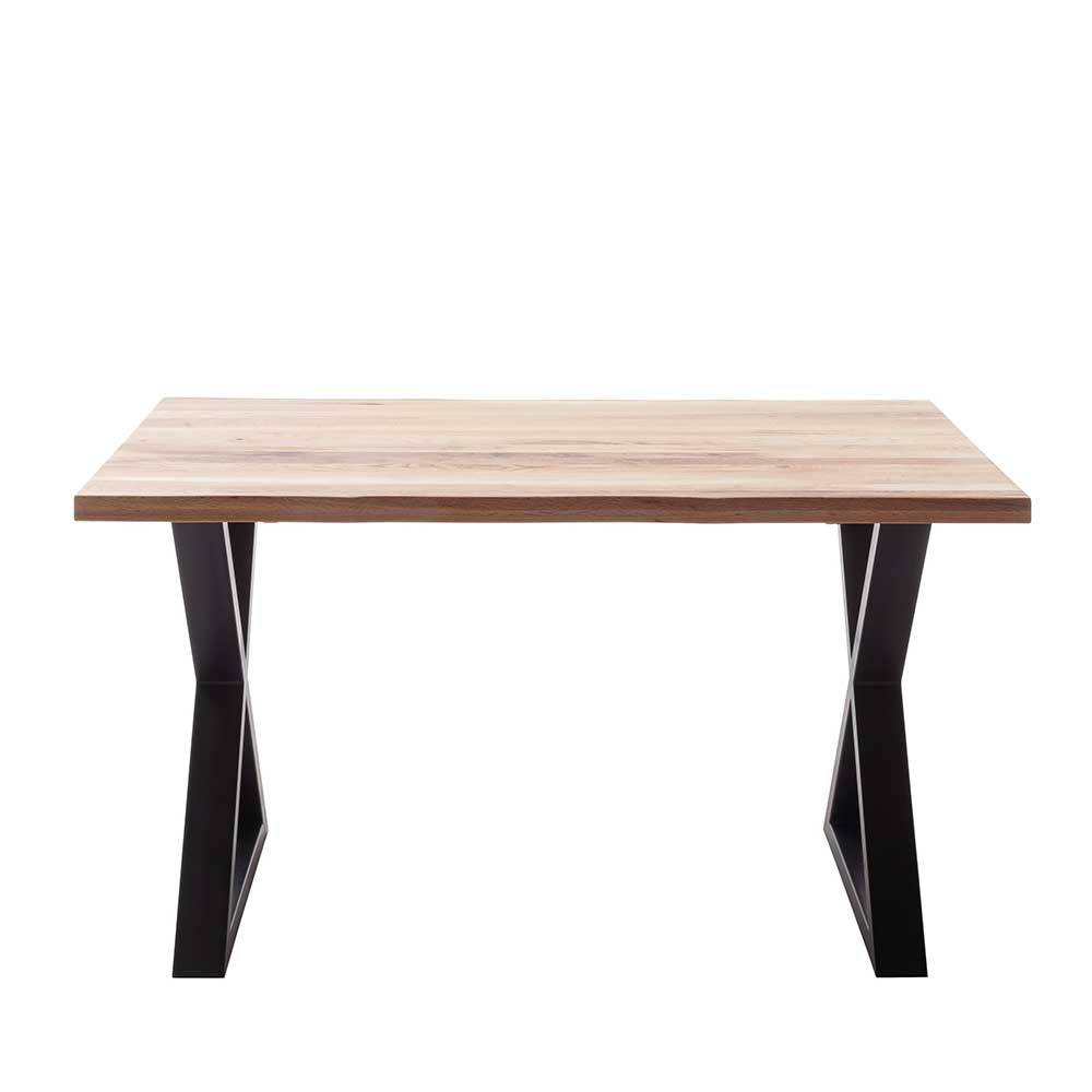 Esstisch Holztisch im Industry und Loft Stil mit X Gestell günstig online kaufen